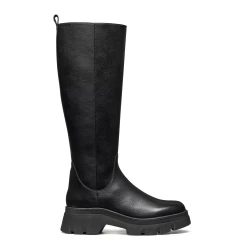 Pluette Woman's Chunky Boot Black Leather Effect Tumbled Leather 36 Perfect for City Outfits