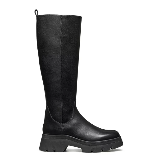 Pluette Woman's Chunky Boot Black Leather Effect Tumbled Leather 36 Perfect for City Outfits