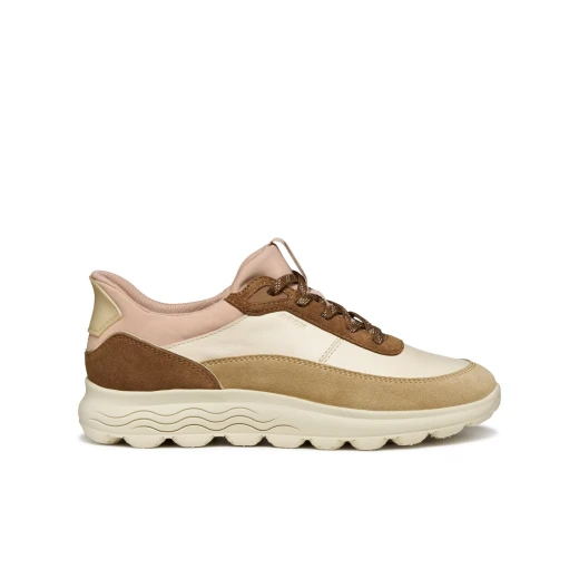 Geox Spherica Plus Woman Sneakers Papyrus Nappa Leather Suede Detailing Cushioned Comfortable Design Fast In Technology Size 37 Lightweight Breathable - Geox - Image 2