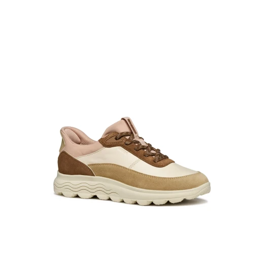 Geox Spherica Plus Woman Sneakers Papyrus Nappa Leather Suede Detailing Cushioned Comfortable Design Fast In Technology Size 37 Lightweight Breathable - Geox - Image 3