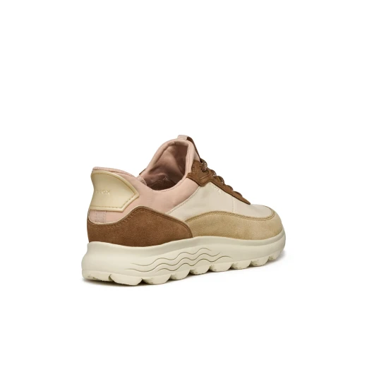Geox Spherica Plus Woman Sneakers Papyrus Nappa Leather Suede Detailing Cushioned Comfortable Design Fast In Technology Size 37 Lightweight Breathable - Geox - Image 4