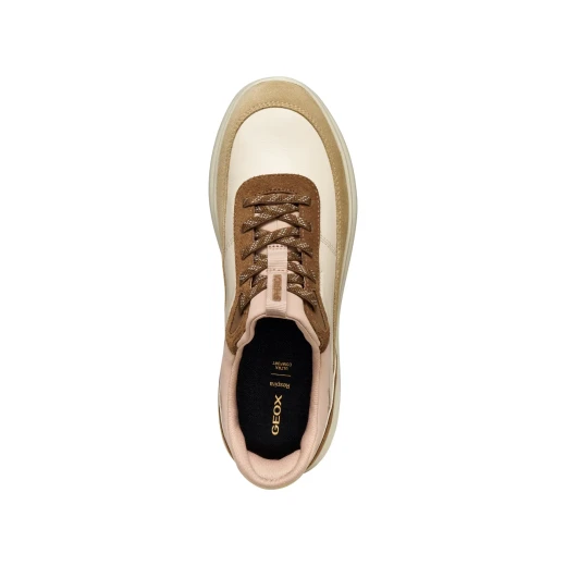 Geox Spherica Plus Woman Sneakers Papyrus Nappa Leather Suede Detailing Cushioned Comfortable Design Fast In Technology Size 37 Lightweight Breathable - Geox - Image 6