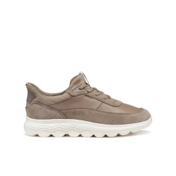 Geox Spherica Plus Woman Taupe Sneakers Size 36 Featuring Fast In Technology for Easy Entry, Nappa Leather and Suede Detailing, Cushioned and Comfortable Design