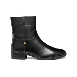 Felicity Woman Ankle Boots Black Leather Slip On 37 Contemporary Design City Style Elasticated Side Panels Comfortable Daily Wear Stylish Women's Footwear