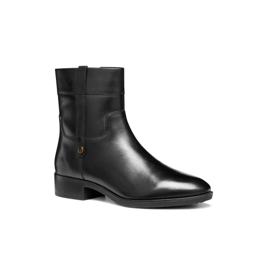 Felicity Woman Ankle Boots Black Leather Slip On 37 Contemporary Design City Style Elasticated Side Panels Comfortable Daily Wear Stylish Women's Footwear - Geox - Image 3