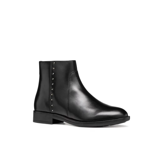 Geox Jaylon 2 Women's Ankle Boots Black Leather Size 38 Comfortable Low Heel Chelsea Boot Design Breathable Elasticated Side Panel Elegant Urban Everyday Wear - Geox - Image 3