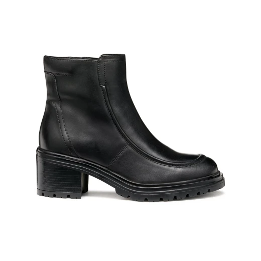 Damiana Woman Ankle Boot Black Leather 36 Block Heel Lug Sole Breathable Comfortable Stylish City Wear D56QCB.00043.C9999 - Geox - Image 2
