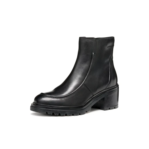 Damiana Woman Ankle Boot Black Leather 36 Block Heel Lug Sole Breathable Comfortable Stylish City Wear D56QCB.00043.C9999 - Geox - Image 4