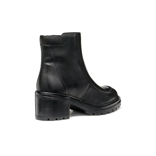 Damiana Woman Ankle Boot Black Leather 36 Block Heel Lug Sole Breathable Comfortable Stylish City Wear D56QCB.00043.C9999 - Geox - Image 5