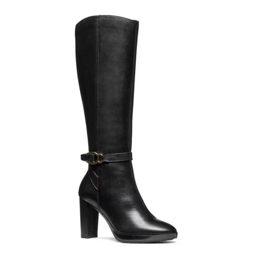 Geox Walk Pleasure 85 Women's Heeled Ankle Boots Black Leather Size 37 Breathable Cushioned City Style Italian Design Comfortable Everyday Wear D56TFB.00043.C9999 - Geox - Image 3