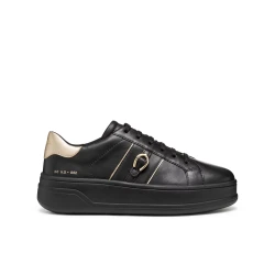 Geox Spherica ECUB-2 Woman's Sneaker Black Nappa Leather Flatform 36 Ultra Breathable Cushioning Stylish Design for Women's Casual Wear