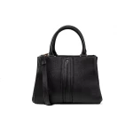 Dhyalma Woman Black Leather Handbag with Adjustable Shoulder Strap and Top Handle. Contemporary Design for City Days. Item Code D56ZNA.00046.C9999 - Geox