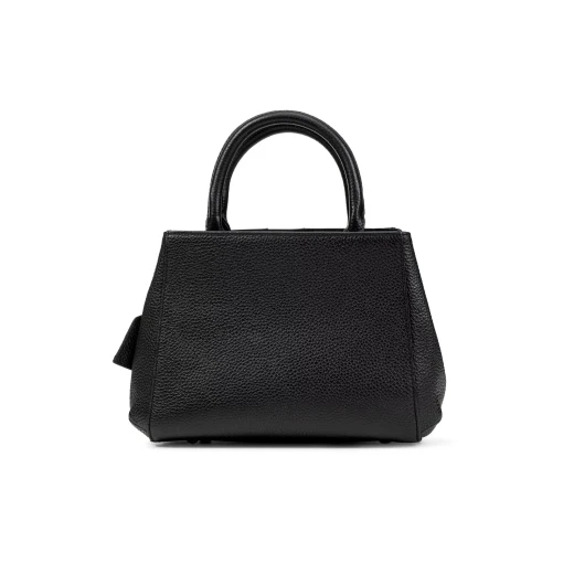 Dhyalma Woman Black Leather Handbag with Adjustable Shoulder Strap and Top Handle. Contemporary Design for City Days. Item Code D56ZNA.00046.C9999 - Geox - Image 4