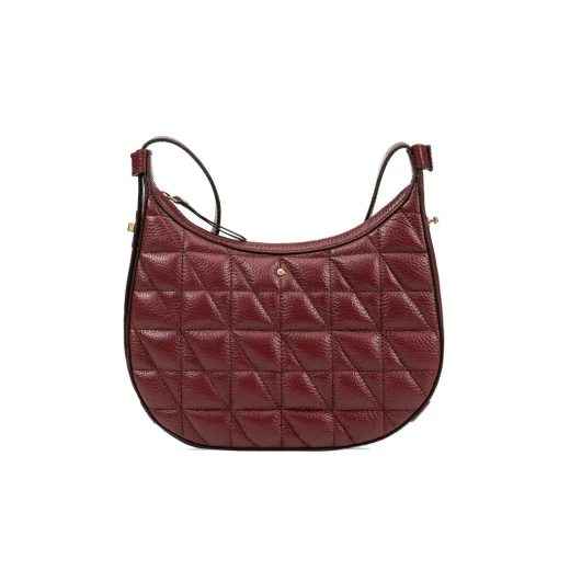 Maryemy Women's Bordeaux Handbag With Elegant Quilted Design, Crafted From Premium Tumbled Leather. Perfect 2 Carry Essentials For City, Office And Evening. Stylish Shoulder Bag. - Geox - Image 2