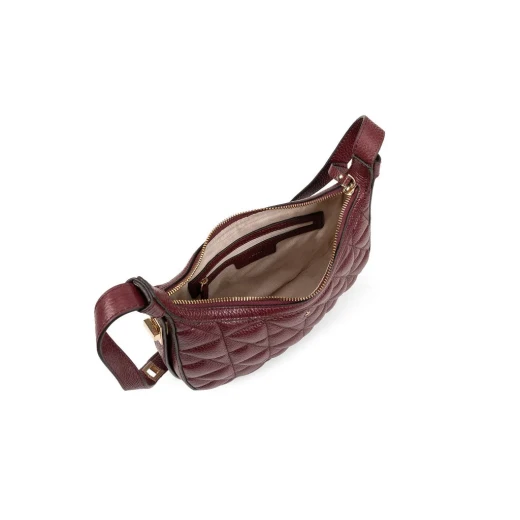 Maryemy Women's Bordeaux Handbag With Elegant Quilted Design, Crafted From Premium Tumbled Leather. Perfect 2 Carry Essentials For City, Office And Evening. Stylish Shoulder Bag. - Geox - Image 5