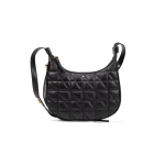 Maryemy Woman Black Quilted Leather Handbag Elegant City Bag for Women Premium Tumbled Leather Stylish Office Evening Bag - Geox