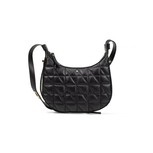 Maryemy Woman Black Quilted Leather Handbag Elegant City Bag for Women Premium Tumbled Leather Stylish Office Evening Bag - Geox - Image 2