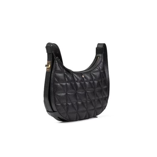 Maryemy Woman Black Quilted Leather Handbag Elegant City Bag for Women Premium Tumbled Leather Stylish Office Evening Bag - Geox - Image 3