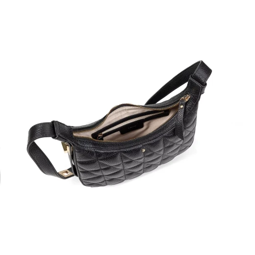 Maryemy Woman Black Quilted Leather Handbag Elegant City Bag for Women Premium Tumbled Leather Stylish Office Evening Bag - Geox - Image 4