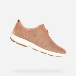Geox Nebula Woman Breathable Sneakers in Peach Color with ECONYL Fabric and Suede Detailing, Size 37, Perfect for Everyday Comfort and Leisure. D621EC.07T22.C8024