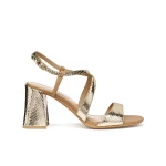 Eraklia 80 T01 Women's Sandal Gold Metallic Leather and Nappa Leather Heels 36 Comfortable High Heel Modern Design Feminine Appeal Perfect for City Outfits Evenings Out - Geox