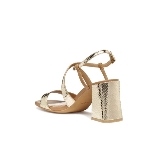 Eraklia 80 T01 Women's Gold Metallic Leather and Nappa Leather Sandals with Comfortable High Heel Design for City Outfits Size 39 Evening Wear and Office Wear - Iraklea - Image 5