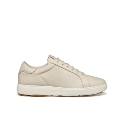 Geox Nebula 2.0 C Woman Papyrus Sneakers: Lightweight, Breathable, Hands Free Design, Shiny Fabric and Nappa Leather, Ideal for Travel, Size 36