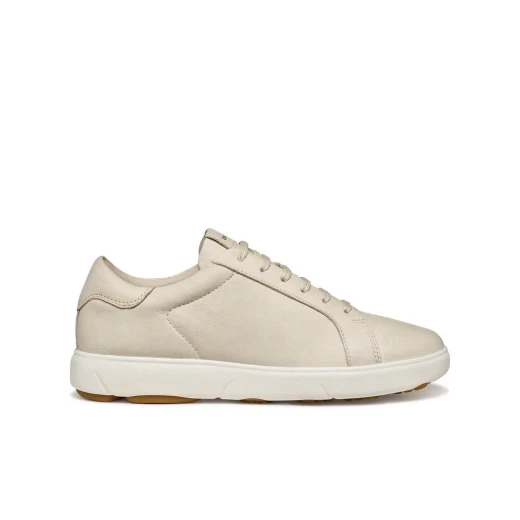 Geox Nebula 2.0 C Woman Papyrus Sneakers: Lightweight, Breathable, Hands Free Design, Shiny Fabric and Nappa Leather, Ideal for Travel, Size 36