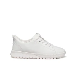 Flextride Plus Woman's Sporty Sneaker: White Leather and Elastane Comfort for Effortless Wear, Sizes Available, Perfect for Active Casual Outfits.