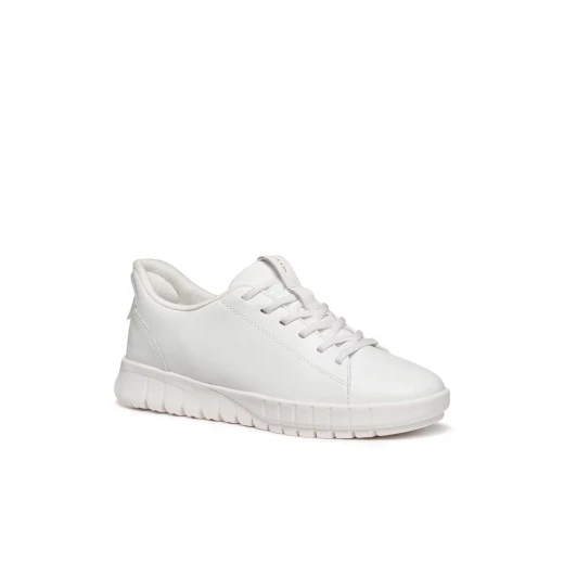 Flextride Plus Woman's Sporty Sneaker: White Leather and Elastane Comfort for Effortless Wear, Sizes Available, Perfect for Active Casual Outfits. - Geox - Image 3