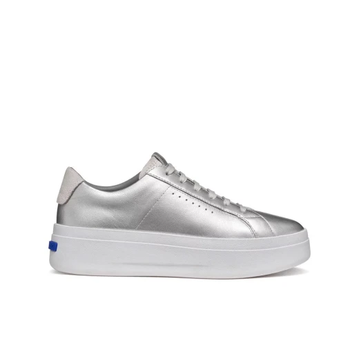 GXCP-03 Women's Silver High Top Sneakers, Breathable and Comfortable Design, Metallic Leather and Suede Construction, Contemporary Minimalist Style, Size 36, Blue Touch Collection - Geox - Image 2