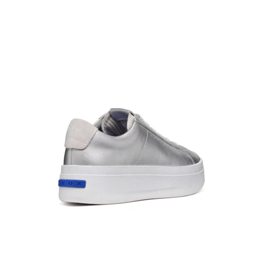 GXCP-03 Women's Silver High Top Sneakers, Breathable and Comfortable Design, Metallic Leather and Suede Construction, Contemporary Minimalist Style, Size 36, Blue Touch Collection - Geox - Image 4