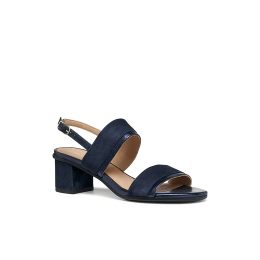 Aurely 50 Women's Navy Blue Suede Sandals with Shiny Suede Accents Size 41, Urban and Feminine Design for Everyday Wear, Item D65RXB.021MA.C4147 - Aurely - Image 3