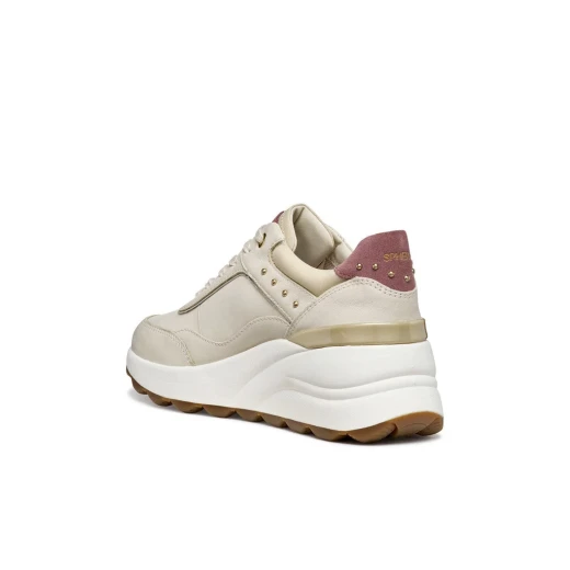 Geox Spherica EC13 Woman's Papyrus Sneakers: Premium Nappa Leather and Suede Wedge Heel Comfort for Everyday Casual Wear, Available in Size 39 - Image 5