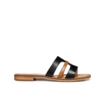Maddalusia C Women's Leather Sandals Modern Minimalist Design Breathable Comfort Chic Everyday Wear Black Size 36 - Geox