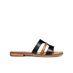 Maddalusia C Women's Leather Sandals Modern Minimalist Design Breathable Comfort Chic Everyday Wear Black Size 36