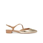 Giselda 15 Women's Slingback Ballerina Flats Metallic Gold Leather Formal Style Size 41