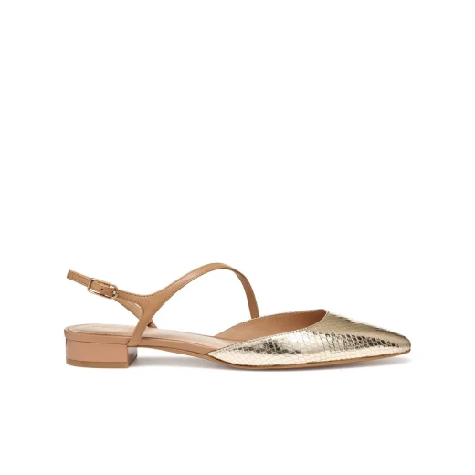 Giselda 15 Woman's Slingback Ballerina Flat in Metallic Gold Leather, Size 36. Contemporary Design Combining Comfort and Style for a Refined Formal Look, Article D65YUB.0KYTU.C2235 - Geox - Image 2