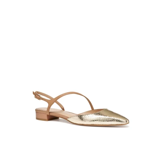 Giselda15 Woman's Gold Metallic Slingback Ballerina Flats 37: Elegant Design with Nappa Leather Detailing, Contemporary Style, Perfect Formal Wear, Item Code D65YUB.0KYTU.C2235 - Image 3