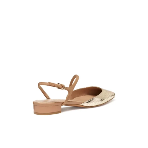 Giselda 15 Women's Slingback Ballerina Flats in Gold Metallic Leather. Elegant Design with Nappa Leather Details. Perfect for Formal Occasions, Size 39. - Image 4