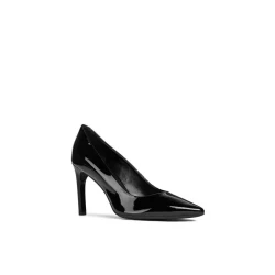 Geox Faviola Woman Black Patent Leather Court Shoes with Stiletto Heel for Women Size 40. Perfect for Office Meetings and Evening Drinks. Breathable and Comfortable.