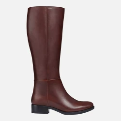 Geox Felicity Woman Equestrian Boots Cognac Brown Leather Size 41