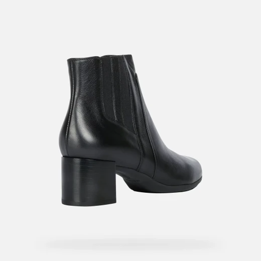 Geox Annya Woman Black Leather Ankle Boots with Comfortable Mid Heel Size 36 Breathable Outsole for Formal Office Wear Flexible and Lightweight - Geox - Image 4