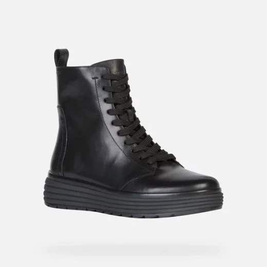 Geox Phaolae Women's Ankle Boot Black Leather Contemporary Design Lightweight 41 Comfortable Versatile Urban Style Fast Delivery Easy Exchange - Geox - Image 3