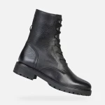 Geox Hoara Women's Black Ankle Boots Size 37 Made From Premium Nappa Leather. Contemporary Design, Metropolitan Appeal, and All Day Comfort for Evening Outfits - Geox