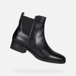 Geox Felicity Woman Black Leather Ankle Boots Equestrian Style 37, Classic Design, Fast Delivery, Easy Exchange at GEOX/JOR Stores, Timeless Allure for Casual and Office Outfits - Geox