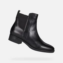 Geox Felicity Woman Black Leather Ankle Boots Equestrian Style 37, Classic Design, Fast Delivery, Easy Exchange at GEOX/JOR Stores, Timeless Allure for Casual and Office Outfits