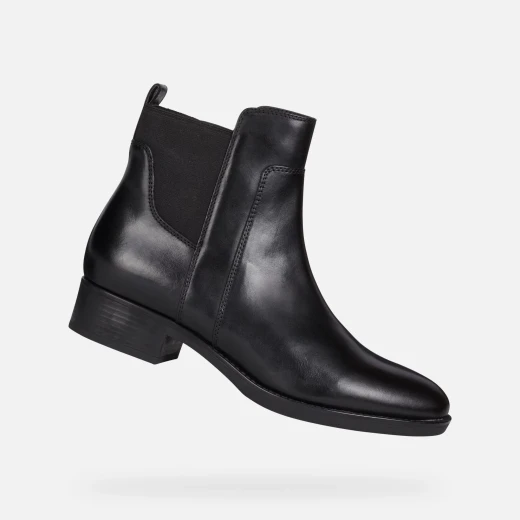 Geox Felicity Woman Black Leather Ankle Boots Equestrian Style 37, Classic Design, Fast Delivery, Easy Exchange at GEOX/JOR Stores, Timeless Allure for Casual and Office Outfits - Geox - Image 2