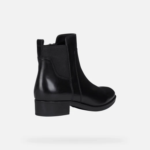 Geox Felicity Woman Black Leather Ankle Boots Equestrian Style 37, Classic Design, Fast Delivery, Easy Exchange at GEOX/JOR Stores, Timeless Allure for Casual and Office Outfits - Geox - Image 4