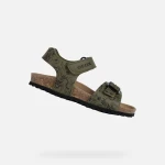 Geox Ghita Boy Military Sandals Army Green Black Summer 36 Lightweight Breathable Comfortable Kids Shoes Easy Match Outfits Leisuretime Wardrobe Durable - Geox